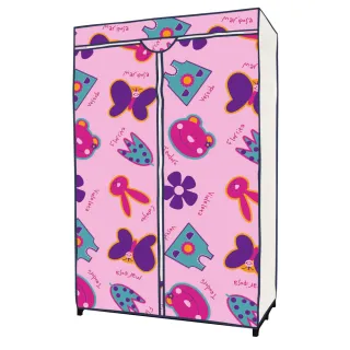 【Sanho 三和牌】掛得多EWK型蝴蝶花粉紅DIY收納衣櫥組 布架合裝(台灣製造  現貨)