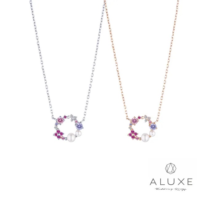 【ALUXE 亞立詩】10K金 粉紅寶石 水晶 淡水珍珠項鍊 NN0213(2色任選)