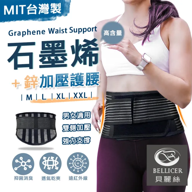 【貝麗絲】台灣製加鋅加壓石墨烯護腰夾(M/L/XL/XXL)