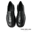 【TINO BELLINI 貝里尼】義大利進口牛皮微方頭厚底樂福鞋FYLV029(黑)