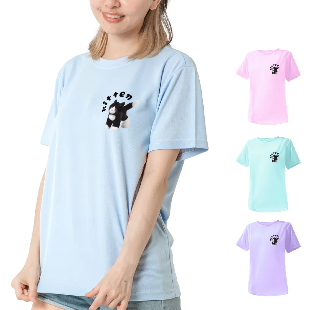 【台製良品】台灣製男女款 吸排短T-Shirt貓咪_C001-2件組(多色任選)