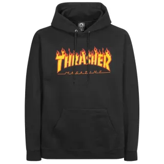 【Thrasher】Thrasher 美線 FLAME LOGO HOODIE 滑板 火焰T 長袖帽T 刷毛 黑色(美版版型 請留意尺碼數據)