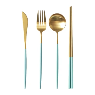 【邸家 DEJA】歐風四件套餐具組-Tiffany藍(餐刀、餐叉、餐勺、筷子)