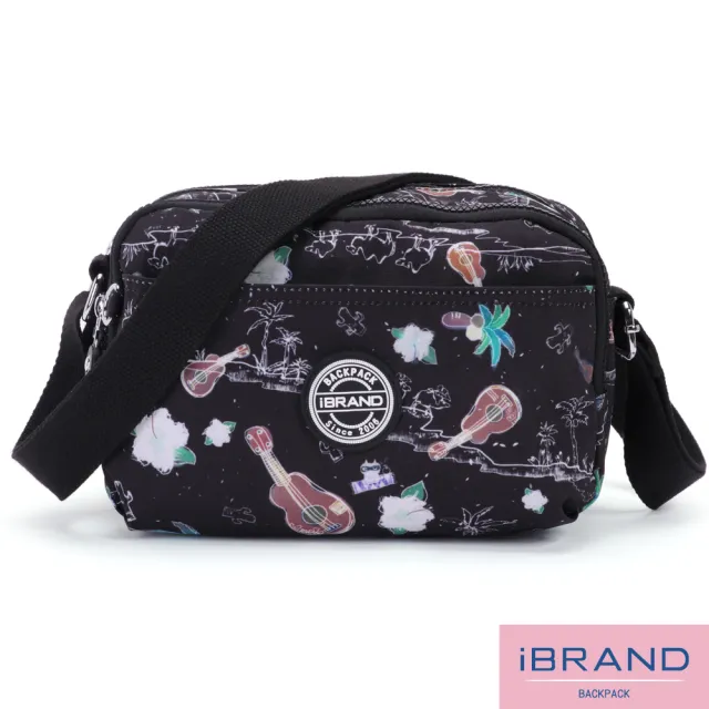 【iBrand】雙11 輕盈防潑水三層多收納側斜背包(防水包 沙漠派對)