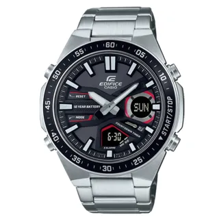 【CASIO 卡西歐】EDIFICE 雙顯男錶 十年電力 資料記憶 防水100米 EFV-C110D(EFV-C110D-1A4)