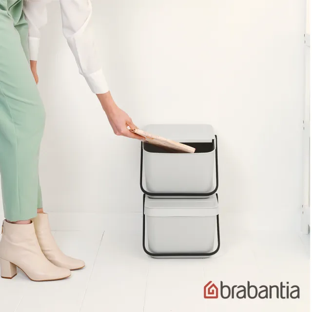 【Brabantia】可疊式置物桶-20L兩色任選 月牙白/仙綠色(分類回收桶)