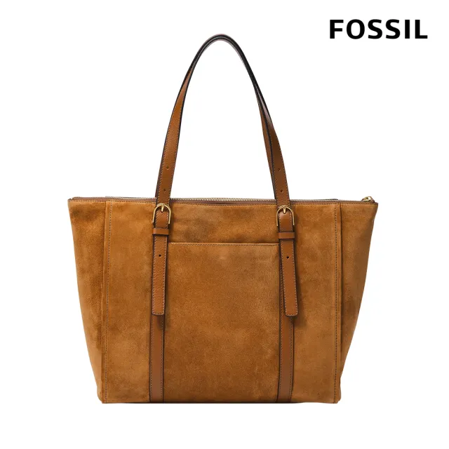 【FOSSIL 官方旗艦館】Carlie 麂皮托特包-金棕色 ZB1832216