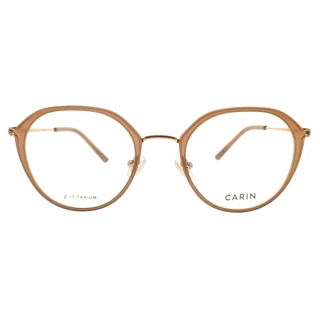 【CARIN】波士頓多邊圓框 光學眼鏡 NewJeans代言(透棕 玫瑰金#OLSEN P C4)