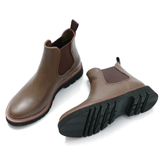 【DIANA】4cm 橡膠x彈性鬆緊帶拼接防水切爾西雨靴-率性獨特(卡其)