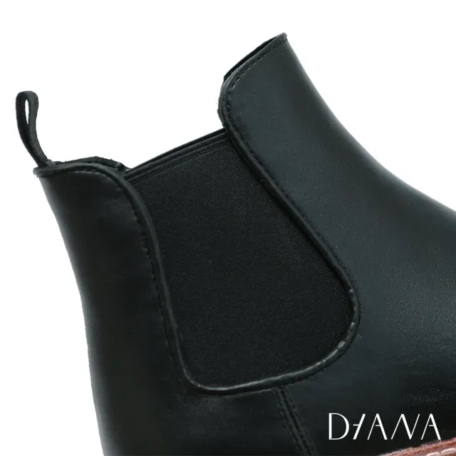 【DIANA】4cm 橡膠x彈性鬆緊帶拼接防水切爾西雨靴-率性獨特(黑)