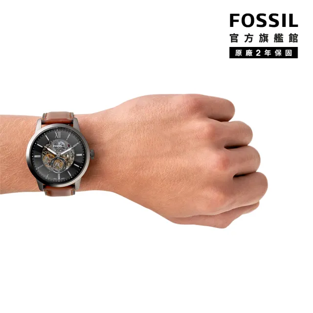 【FOSSIL 官方旗艦館】Townsman 摩登都會機械男錶 棕色真皮錶帶 手錶 48MM ME3181