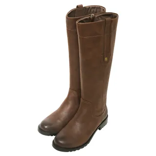 【Ann’S】經典不會膩-隱形鬆緊帶復古皮革平底及膝長靴3cm(咖)