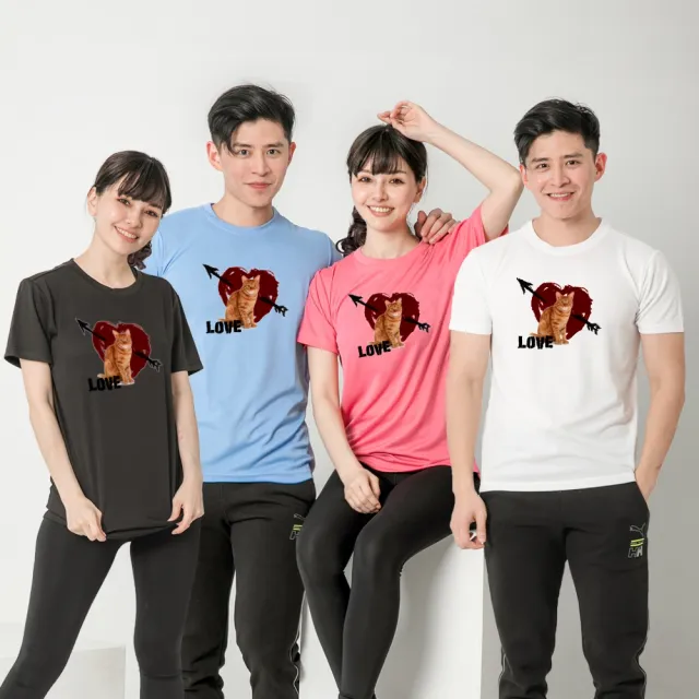 【台製良品】台灣製男女款 吸排短T-Shirt貓咪_C006-2件組(多色任選)