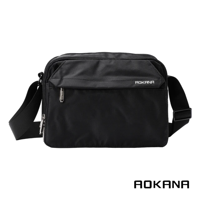 【AOKANA 奧卡納】3層側背包 斜背包防水布料 黑色 02-012 中型(超耐用拉鍊)