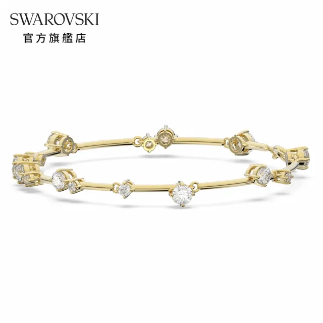 【SWAROVSKI 官方直營】Constella 手鐲 混合圓形切割 白色 鍍金色色調 交換禮物