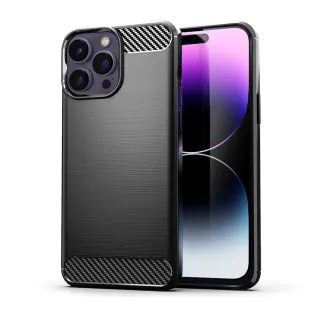 【YANG YI 揚邑】iPhone 14 Pro Max 碳纖維拉絲紋軟殼散熱防震抗摔手機殼-黑(iPhone 14 Pro Max)