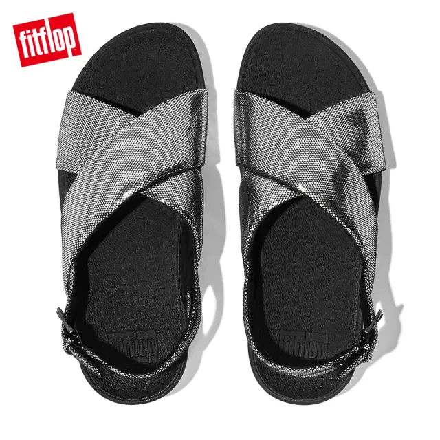 【FitFlop】LULU LUSTRA BACK-STRAP SANDALS微金屬感亮面造型後帶涼鞋-女(靚黑色)