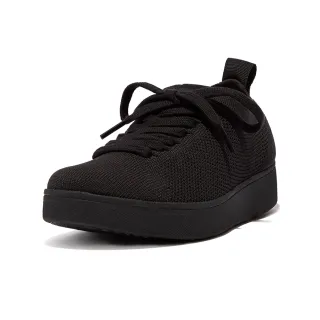 【FitFlop】RALLY e01 MULTI-KNIT TRAINERS運動風繫帶休閒鞋-女(靚黑色)
