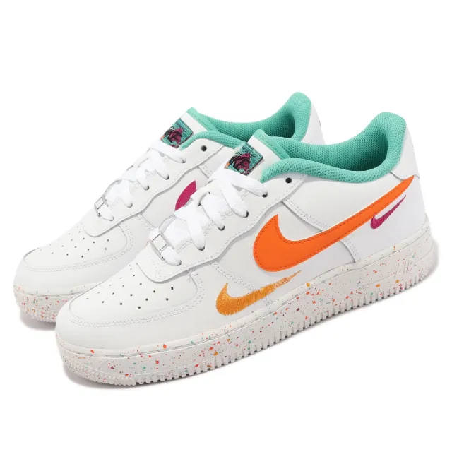 NIKE 耐吉】休閒鞋Air Force 1 LV8 GS 大童鞋女鞋CNY 白橘桃紅AF1 潑墨