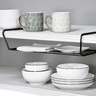 【Homely Zakka】日式簡約鐵藝分層兩用盤架_兩色一組(碗筷架/置物架/櫥櫃整理架) 