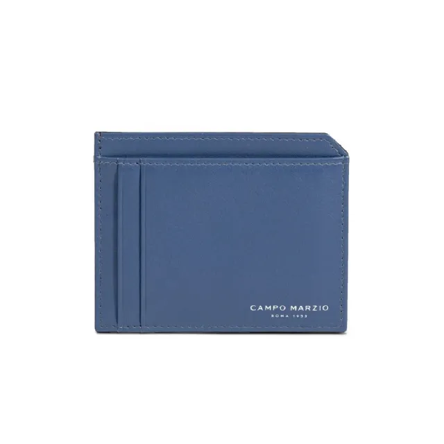 【CAMPO MARZIO】義式時尚 黑藍撞色薄款小牛皮 4卡卡夾(藍色)