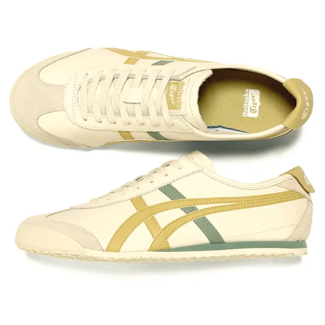 【Onitsuka Tiger】Onitsuka Tiger鬼塚虎-黃綠線條MEXICO 66 休閒鞋(1183A201-120)