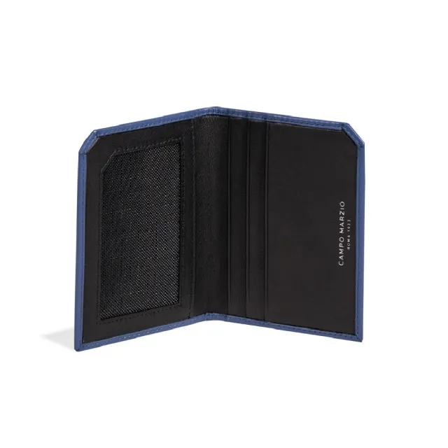 【CAMPO MARZIO】義式時尚 小牛皮撞色 3卡+1證件名片夾(藍色)