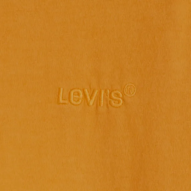 【LEVIS】男款 寬鬆版長袖T恤 / 精工漂染工藝 / 刺繡Logo / 220GSM厚棉 大地黃 熱賣單品 A0642-0025