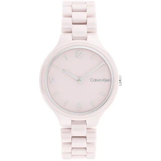 【Calvin Klein 凱文克萊】CK 簡約時尚陶瓷手錶-32mm/粉(CK25200077)
