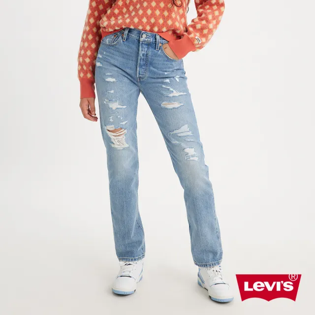 LEVIS】150週年紀念重現檔案庫歷史設計女501高腰排釦直筒牛仔長褲/赤耳