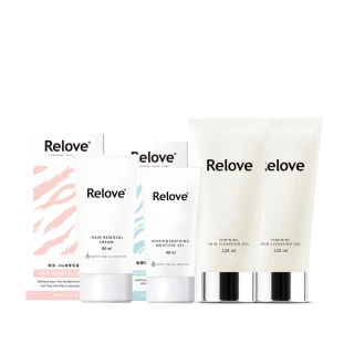 【Relove】品牌銷售雙冠王ku溜美肌4件組(零毛髮霜+保濕凝露+胺基酸私密潔淨凝露X2)