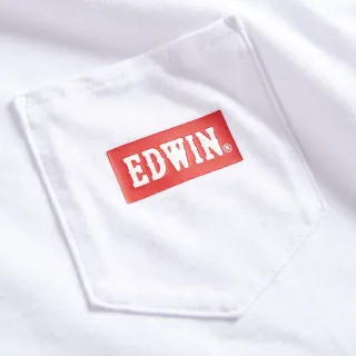 【EDWIN】男裝 口袋BOX LOGO長袖T恤(白色)