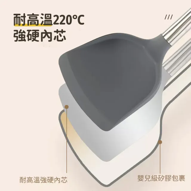 【OMG】北歐櫸木耐熱矽膠廚具3件組 不沾鍋中式炒鍋鏟(鍋鏟/湯勺/漏鏟)