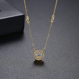 【Aphrodite 愛芙晶鑽】美鑽項鍊 鋯石項鍊/閃耀美鑽鋯石經典圓形造型項鍊(2色任選)