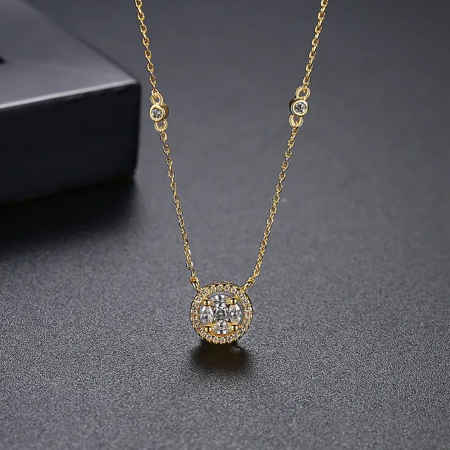 【Aphrodite 愛芙晶鑽】美鑽項鍊 鋯石項鍊/閃耀美鑽鋯石經典圓形造型項鍊(2色任選)