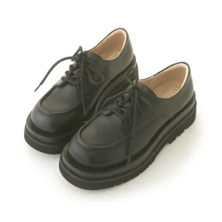 【amai】氣質綁帶厚底牛津鞋 懶人鞋 鬆糕鞋 休閒鞋 樂福鞋 厚底鞋 學院風 百搭 時尚 大尺碼 GC44BK(黑色)