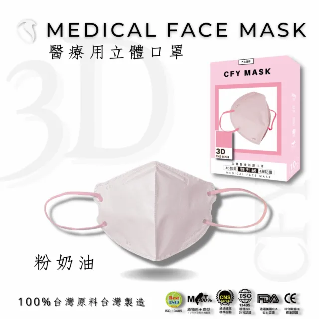 【久富餘】久富餘4層3D立體醫療口罩-雙鋼印-經典色10片/盒(任選色)
