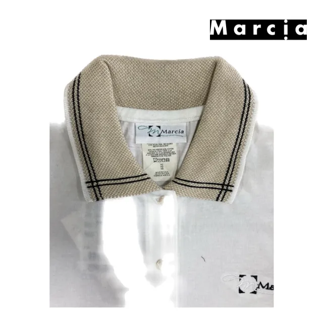 【Marcia】咖啡黑線領白色POLO衫(針織衫 毛衣 長袖毛衣 線衫)