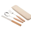 【PS Mall】湯匙 筷子 叉子 餐具組 原木 不鏽鋼 三件套 日式木柄 環保餐具 3組(J164)