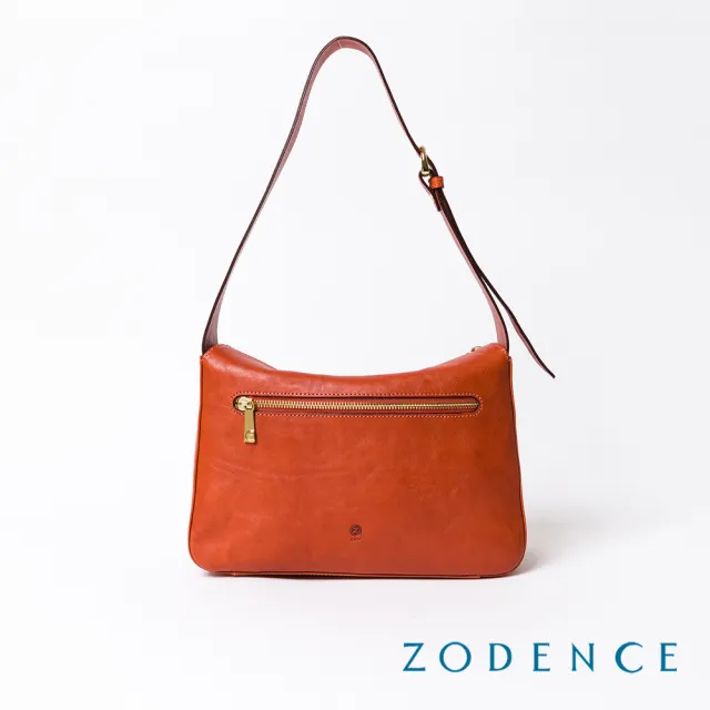 【ZODENCE 佐登司】HAN義大利植鞣革個性肩背包(橘紅)