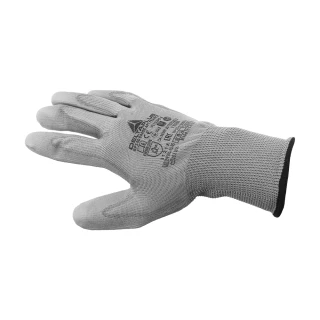 4入 PU塗層塑膠防護手套 止滑耐磨精細工作手套 防滑手套 耐磨手套 抗磨防滑透氣 抗磨手套 灰8號(201705*4)