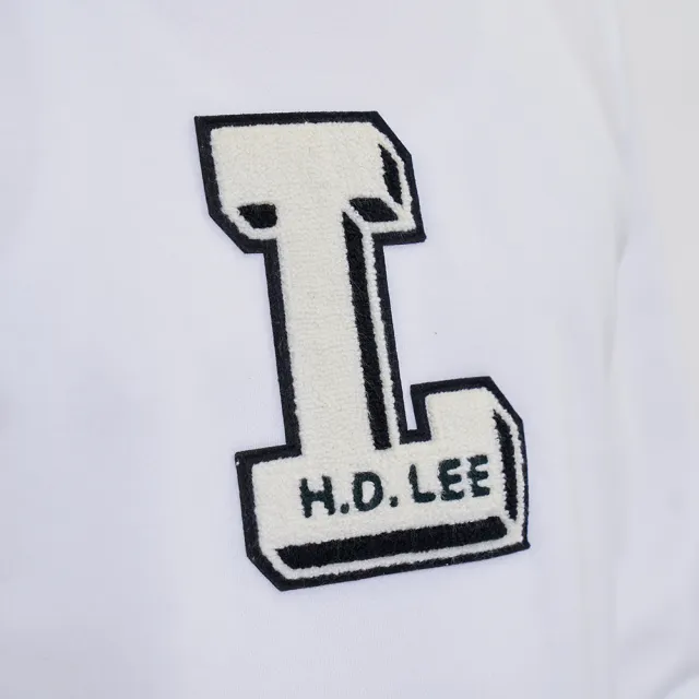 【Lee 官方旗艦】男裝 長袖厚T / L字母 貼布繡 經典白 標準版型(LL220405K15)