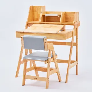 【MyTolek 童樂可】慕木桌傾斜版全套組 書桌+書架+學學椅(原木書桌椅 成長書桌椅 傾斜書桌)