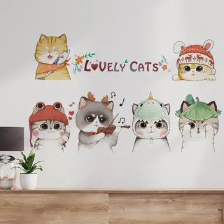 【半島良品】DIY無痕壁貼/牆貼-表演貓貓(牆貼 壁貼紙 創意璧貼)