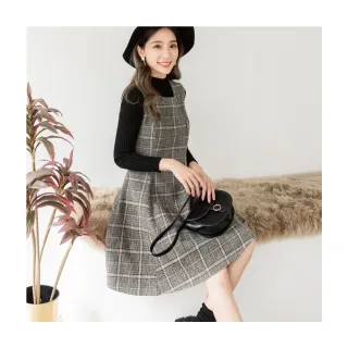 【OB 嚴選】格紋毛呢修身背心洋裝 《DA6043》