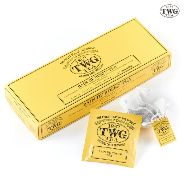 【TWG Tea】手工純棉茶包 玫瑰芬香茶 15包/盒(Bain de Roses Tea;紅茶)