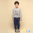 【Azio Kids 美國派】男童 長褲 恐龍汽車刺繡束口棉質運動長褲(藍)
