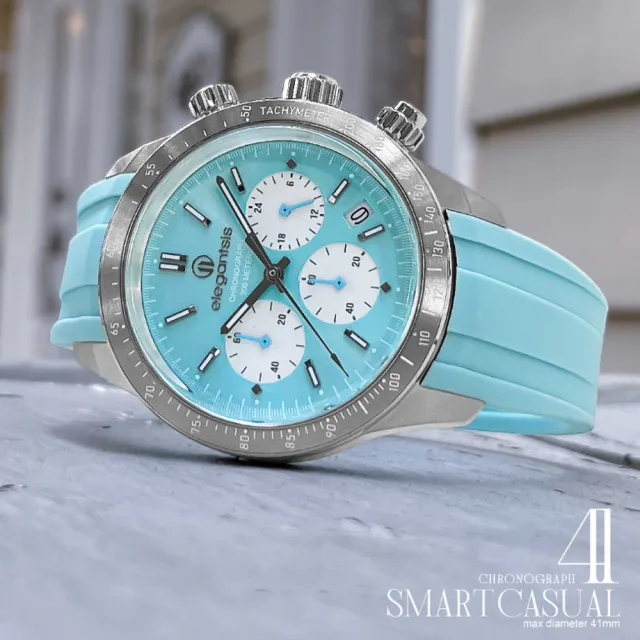 【elegantsis 愛樂時】Smart casual 馬卡龍色系 200米計時 男錶 石英錶 手錶 禮物 藍(ELJT41QS-VU03LC)