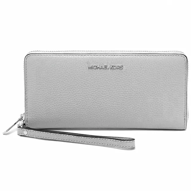 【Michael Kors】素面皮革拉鍊長夾-灰色