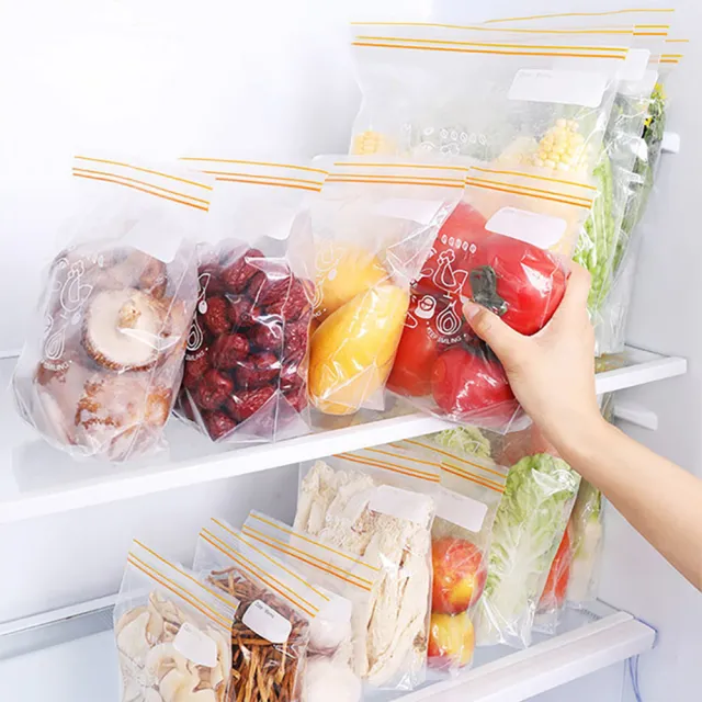 【Dagebeno荷生活】食品級PE材質立體加寬底部雙層密封保鮮袋 加厚款食品分裝袋-大號15只裝(1盒)
